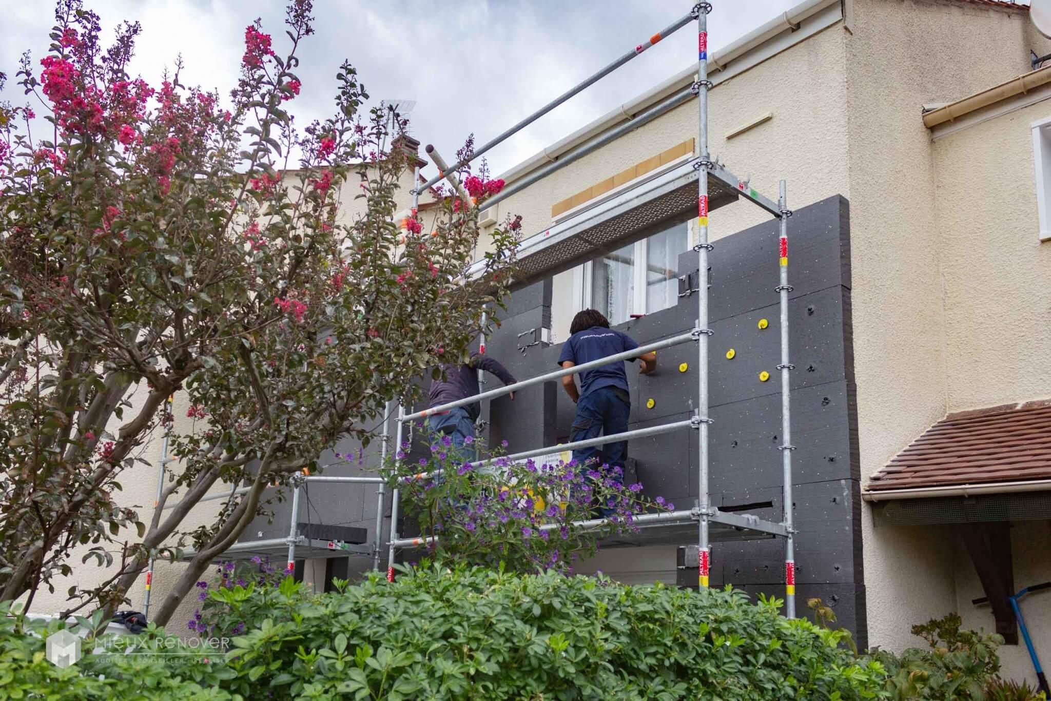 Chantier d'isolation par l'extérieur